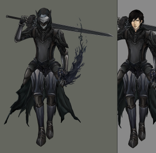 Black outfit sword demon back - free 3d render wallpaper for tablet