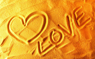 Heart hand sand beach night - the word love free wallpaper