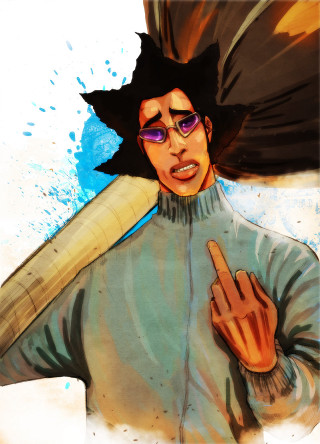 Man baseball bat hat pointing - funk art free wallpaper for mobile