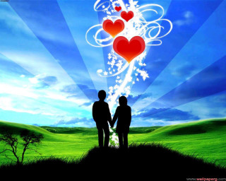People field heart cloud tree - two person free wallpaper for desktop
