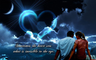 Couple bench sky heart cloud 2 - a couple sitting free wallpaper