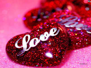 Red hearts love pink background - glitter free wallpaper for desktop