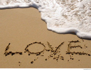 Word written sand beach waves - a word free wallpaper for desktop