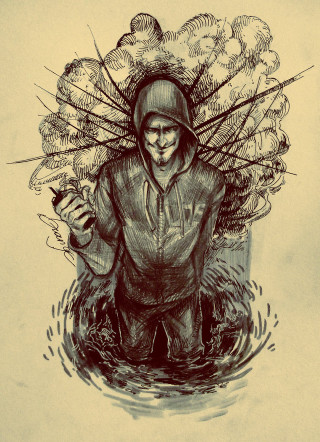 Man hoodie branches drawing artwork - free cyberpunk wallpaper for mobile