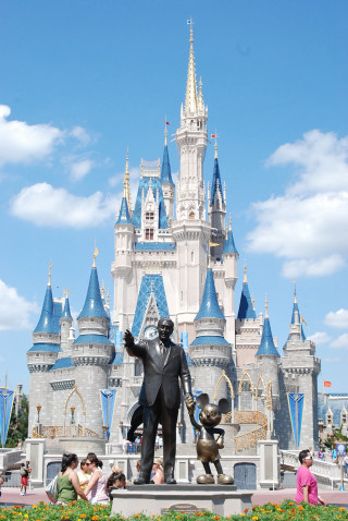 Statue man suit dog castle - magical realism free wallpaper for mobile