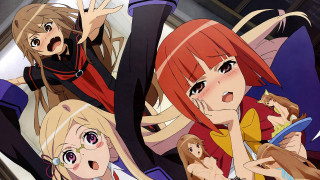 Anime girls red hair blue 3 - looking free wallpaper