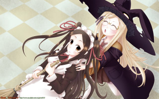 Anime characters black white dress - a broom free wallpaper