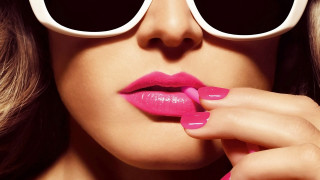 Woman pink lipstick sunglasses hand 2 - her lip free wallpaper