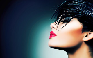 Woman black hair red lipstick 2 - red lipstick free wallpaper