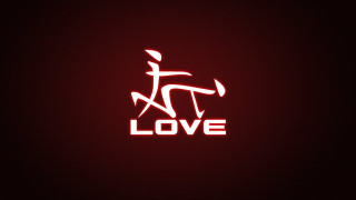 Red white love man running - the word love free wallpaper