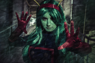 Woman green hair red headband - a red headband free wallpaper