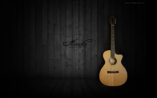 Guitar black background wooden wall - a wooden wall behind free wallpaper for desktop