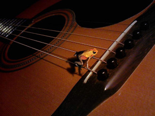 Small toy guitar strings sitting - adam szentpétery free wallpaper