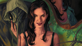 Woman holding mirror background man - a painting of a woman holding free wallpaper