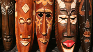 Wooden masks display store table 2 - black arts movement free wallpaper