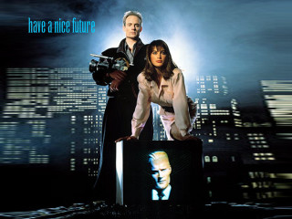 Man woman city skyline camera - futurism free wallpaper