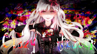 Anime girl white hair black - lineart free wallpaper for desktop