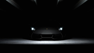 Black sports car dark room 18 - the front free wallpaper for desktop
