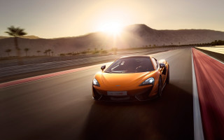 Yellow sports car sunset lensflare - the horizon free wallpaper