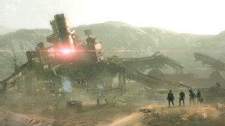 People giant machine desert mountains - metal gear free wallpaper