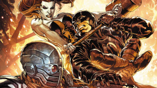 Woman hammer man armor fire - andrew robinson free wallpaper