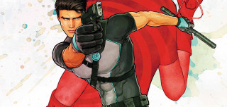 Man red cape gun pointing - a red cape holding free wallpaper for desktop