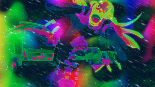 Woman fire truck rainbow background - a black outline free wallpaper for desktop