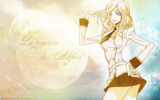 Woman short skirt jacket hat - her head and a name free wallpaper