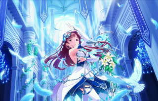 Woman white dress sword blue 4 - a blue room free wallpaper