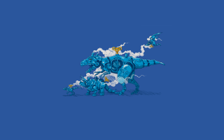 Blue robot star clouds pixel - robot free wallpaper for desktop