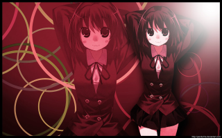 Anime girls red background circles - circle free wallpaper