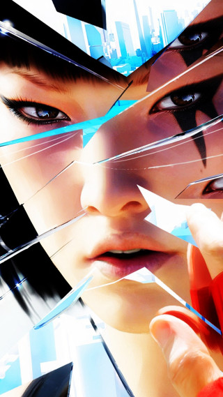 Futuristic woman city broken glass - broken free wallpaper