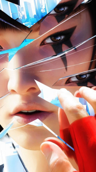 Woman black makeup red shirt - unreal free wallpaper for mobile