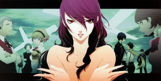 Woman purple hair group people - one hand free wallpaper