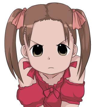 Cartoon girl big eyes bow - big free wallpaper for tablet