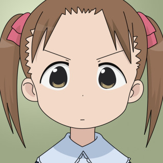 Cartoon girl ponytail blue shirt - a green background free wallpaper for tablet