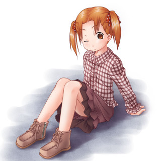 Girl sitting ground legs crossed 10 - a plaid shirt free wallpaper