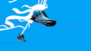 Sneakers flying blue background white - a pair of sneakers free wallpaper