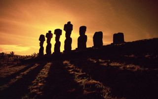 Moai hill cloudy sky sunset - the sun setting free wallpaper