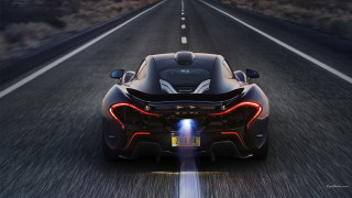 Black sports car bright light 2 - rear free wallpaper