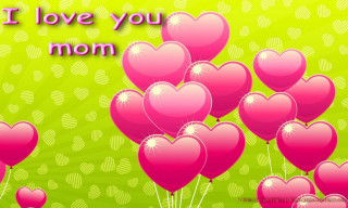 Pink hearts green background i - mom free wallpaper
