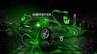 Green car neon glow monster - a green car free wallpaper
