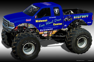 Monster truck blue big tires - a blue body free wallpaper