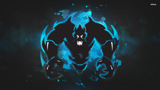Black blue demon large fangs - paint splatter free wallpaper