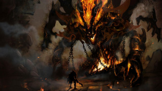 Man giant demon chains fire - anato finnstark free wallpaper for desktop