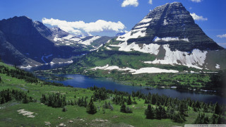 Mountain range lake snowy peak - alson s. clark free wallpaper