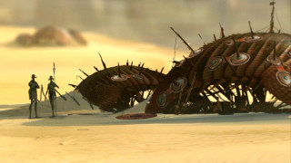 Group people giant fish desert - giant free wallpaper