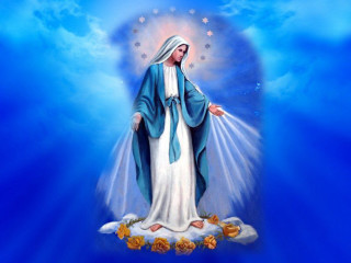 Immaculate mary jesus blue water - above her free wallpaper for desktop