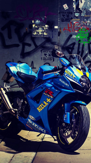 Blue motorcycle graffiti wallsidewalk photorealism - free motorcycles wallpaper for mobile