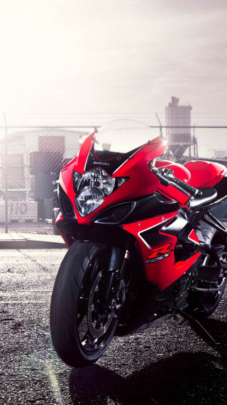 Red motorcycle parking lot fence 2 - free motorcycles wallpaper for mobile